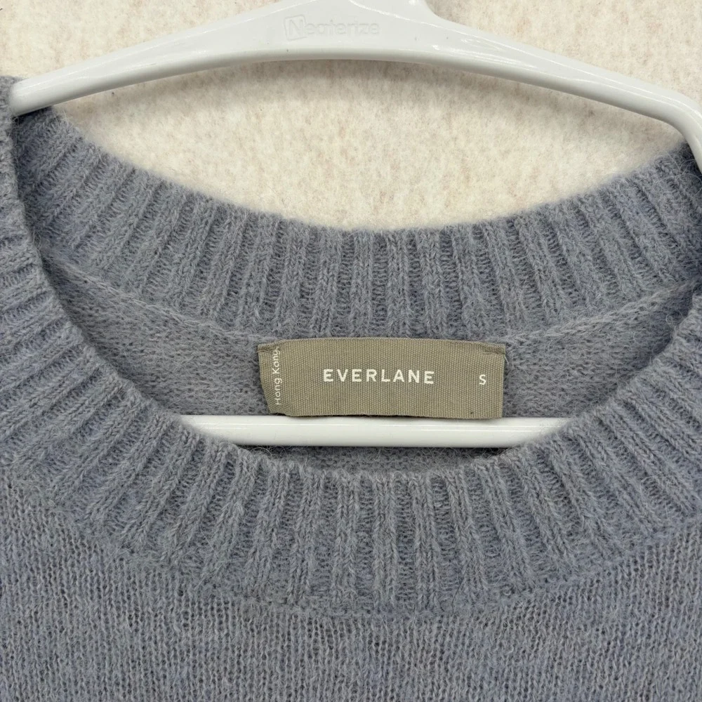 Everlane Alpaca Blend Short Sleeve Sweater Blue Gray Crew Neck Knit S